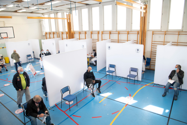 source:  The Local. A sports hall in Stockholm’s Rinkeby suburb has been transformed into a vaccination hub.